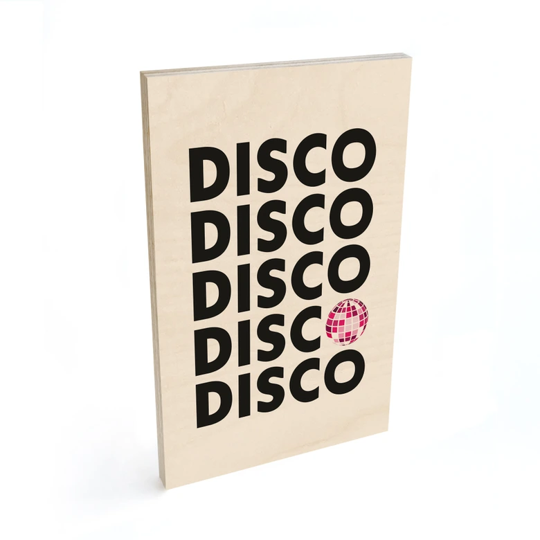 Holzbild Retro Disco Vibes Typografie - Kerr-Dineen 