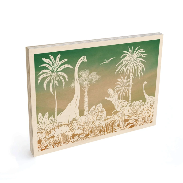 Holzbild Abenteuerreise zu den Dinosauriern - Ombre - Kikki Belle 