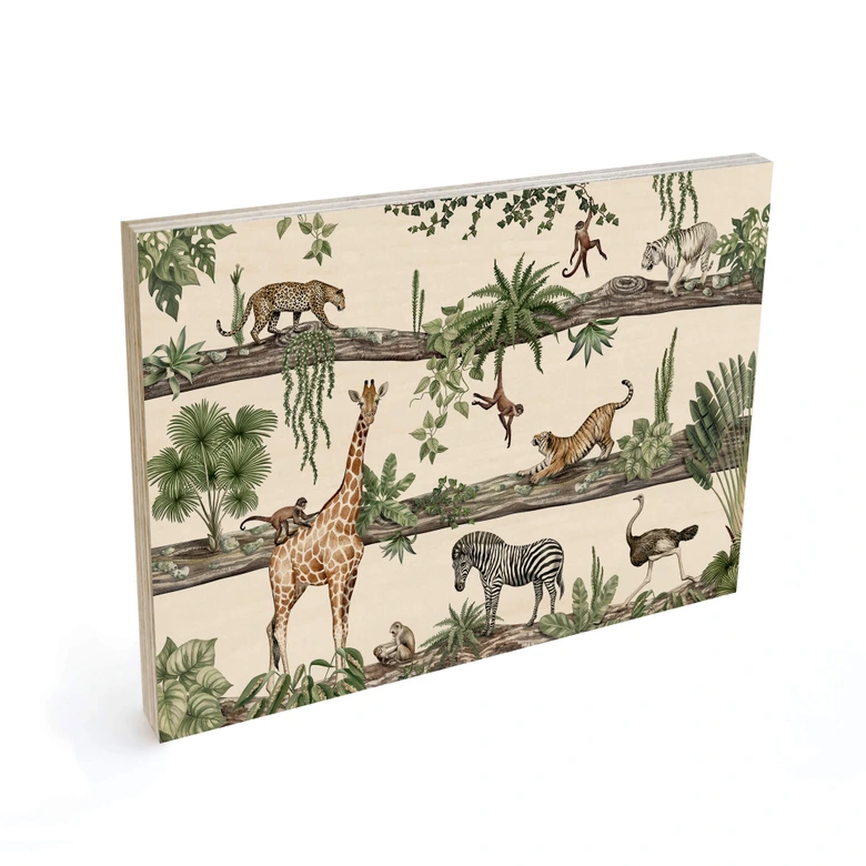 Holzbild Afrikanische Tiere im Dschungel - Kikki Belle 