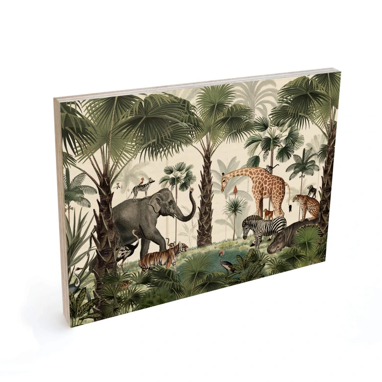 Tableau sur bois Kikki Belle - Le royaume des animaux 