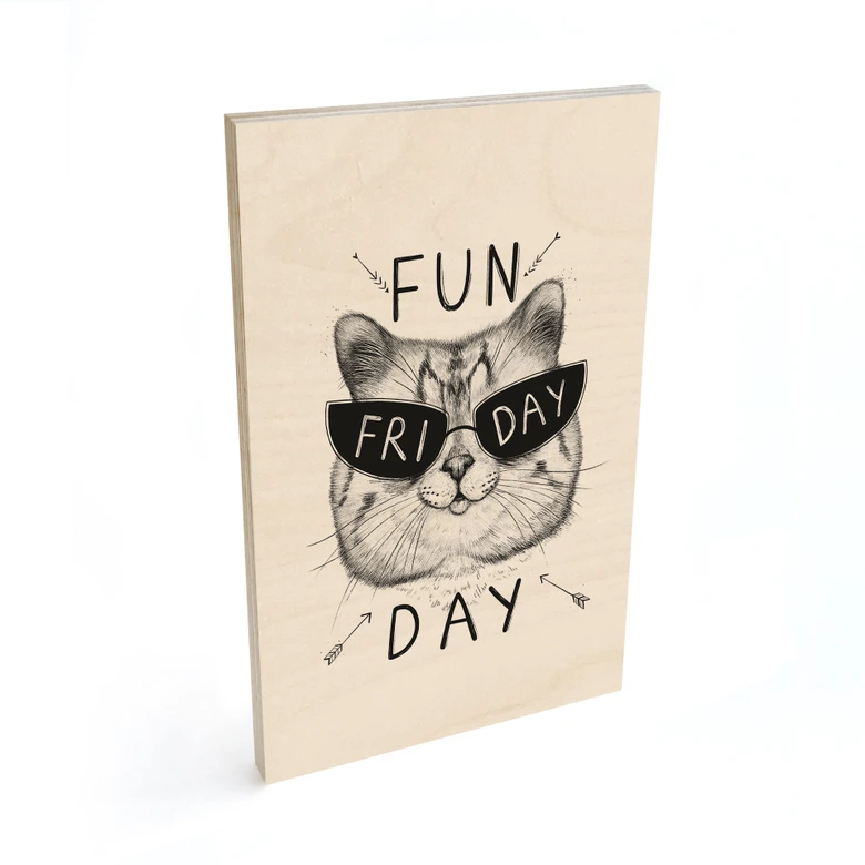 Holzbild Katze mit Sonnenbrille - Fun Friday Cat - Korenkova 