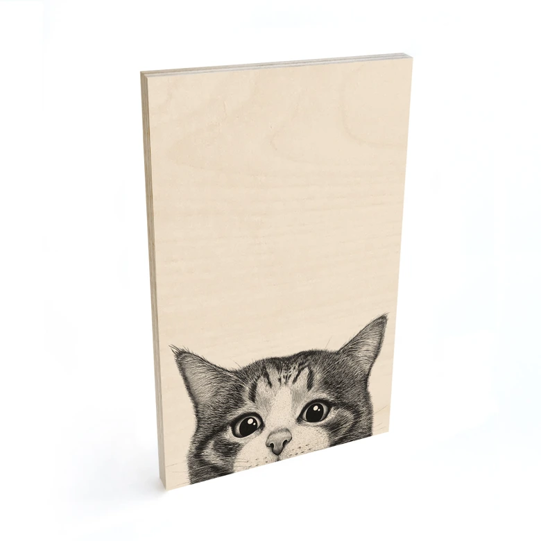 Holzbild Neugierige Katze - Korenkova 