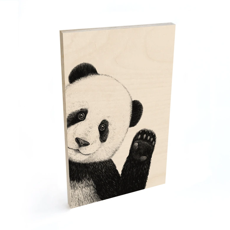 Holzbild Winkender Panda - Korenkova 