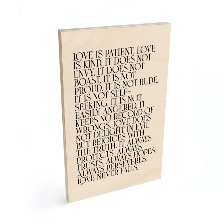 Holzbild Love is - Liebe ist geduldig - KsanaKalpa 