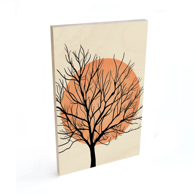 Holzbild Apricotfarbene Sonne - Kubistika 