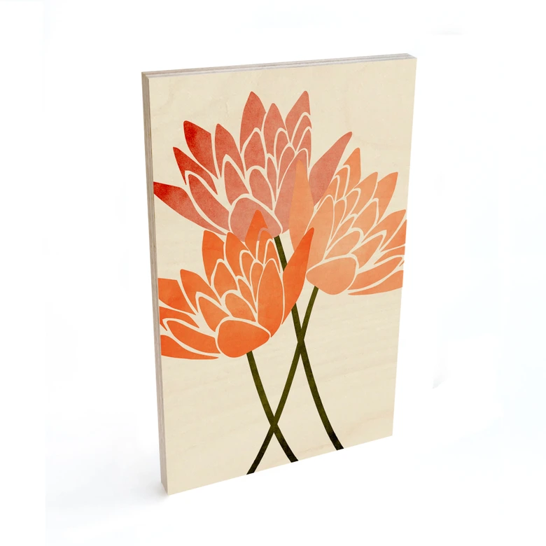 Holzbild Farbenfrohe Lotusblumen - Kubistika 