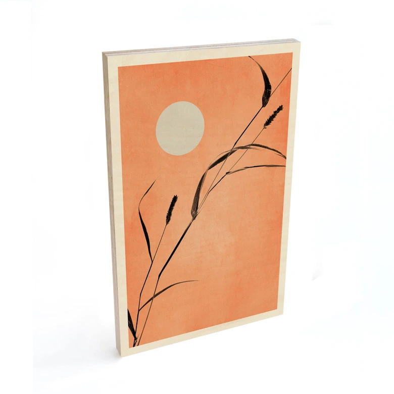 Houten Poster Riet in perzikkleurige zon - Kubistika 