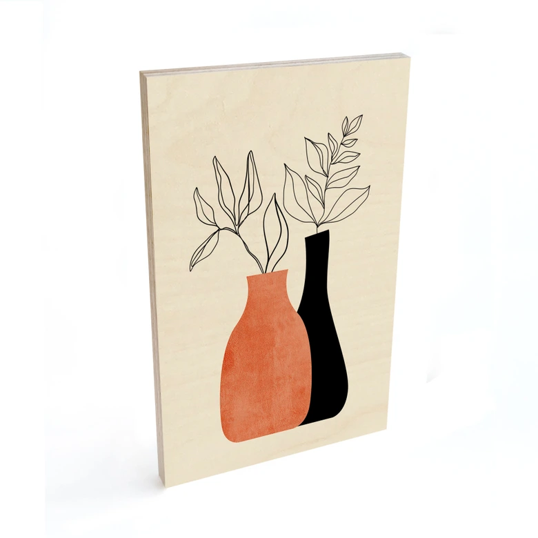 Trätavlor i svart och orange - Kubistika 