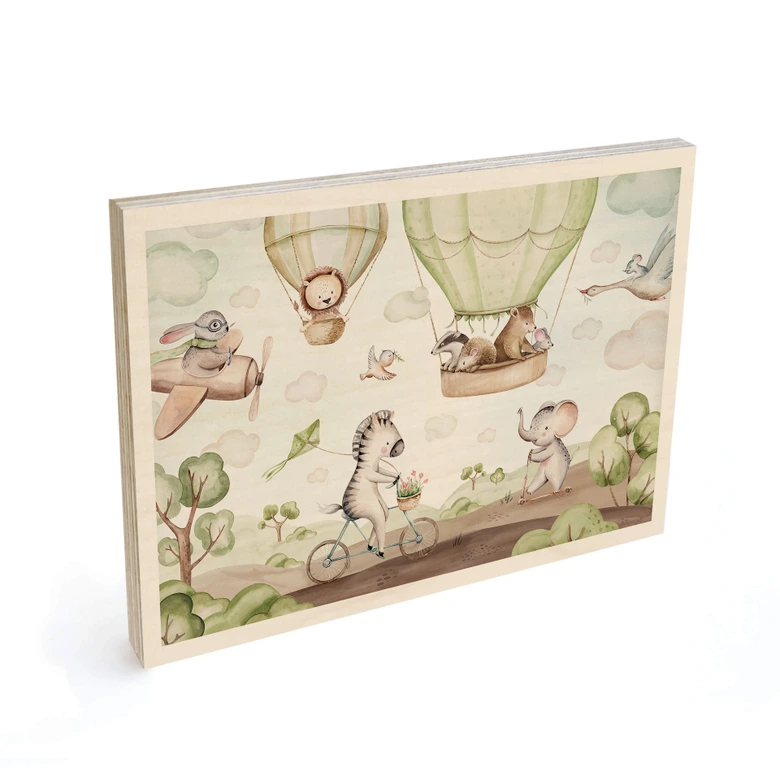 Trätavla ballongflygning av djurvännerna - Kvilis 