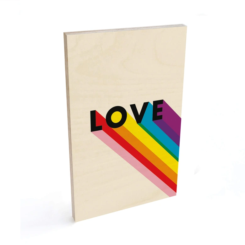 Holzbild LGBTQIA+ Love Regenbogen 