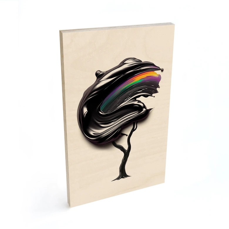 Holzbild Baum mit schwarzer 3D-Krone - Mielu 