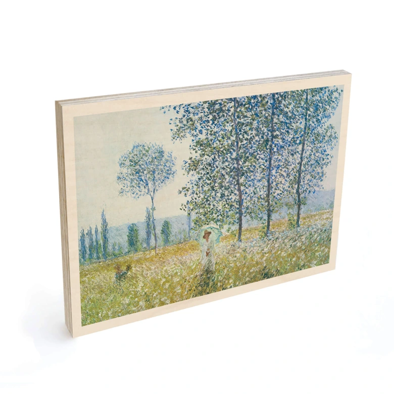 Holzbild Monet - Felder im Frühling 