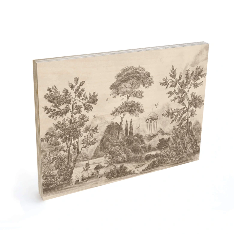 Houten Wanddecoratie met tuinlandschap in beige - Ms Tiff 