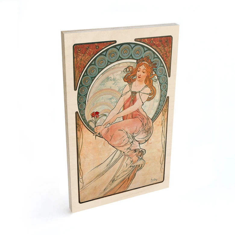 Tableau sur bois Mucha - Quatre arts : La peinture 