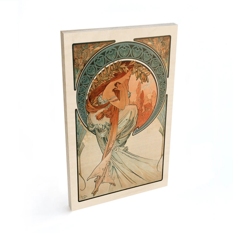 Holzbild Mucha - Vier Künste: Die Poesie 
