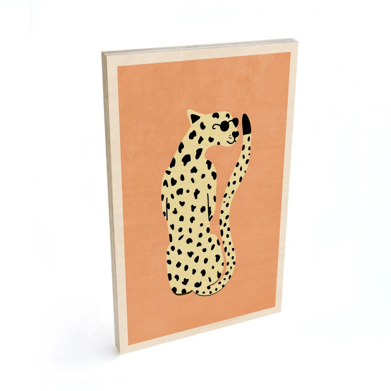 Holzbild Eleganter Gepard mit Sonnenbrille - Oltmanns 
