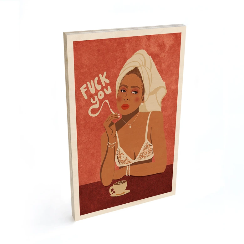 Träposter Fuck you - Kaffe med cigarett - Oltmanns 