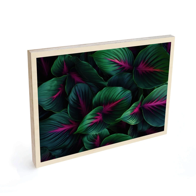 Houten Poster - Kleurrijke jungleplanten - Paksoylu 