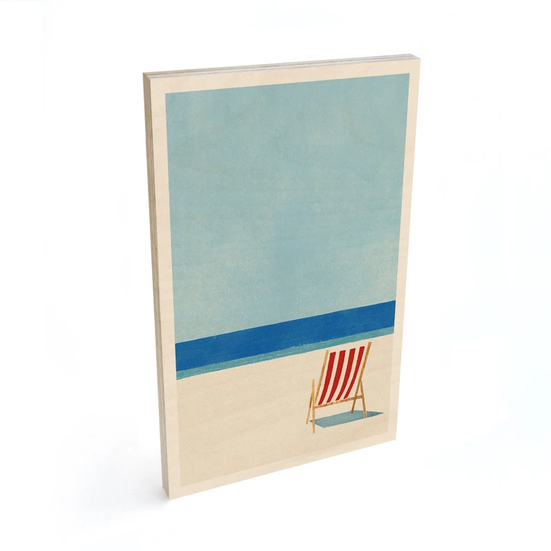 Holzbild Liegestuhl mit Blick aufs Meer - Rivers 
