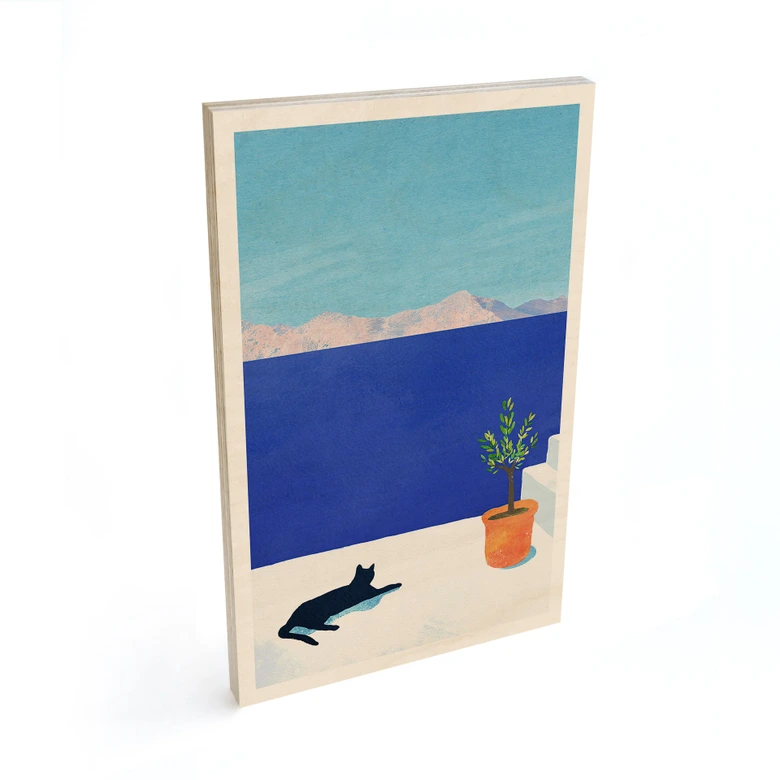 Holzbild Siesta mit Katze am Meer - Rivers 