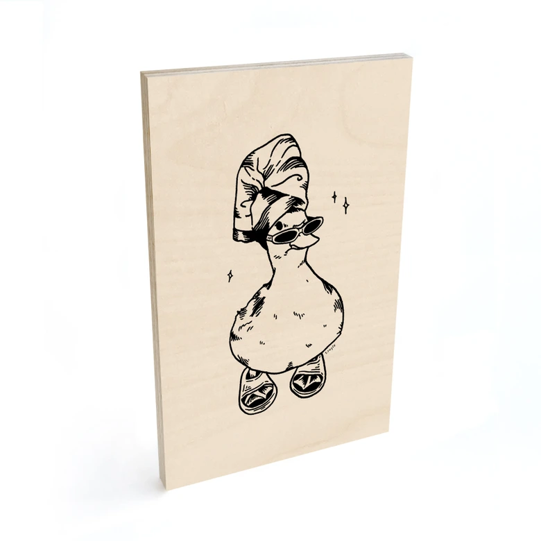 Holzbild Coole Spa-Ente mit Sonnenbrille - Royle 
