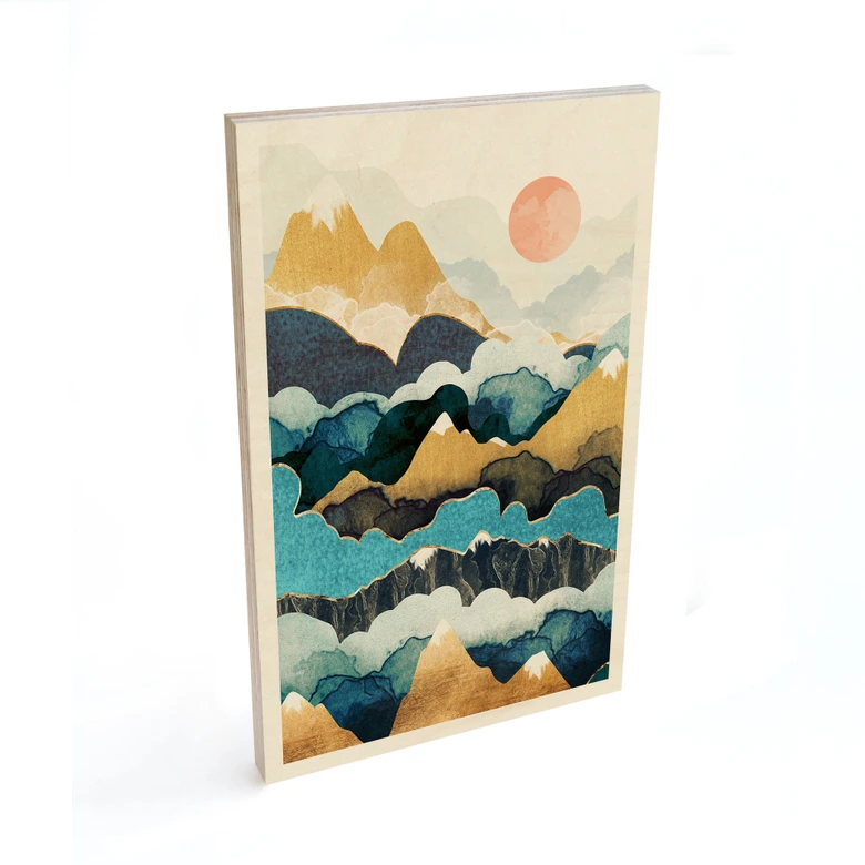 Holzbild Berggipfel über den Wolken - SpaceFrog Designs 