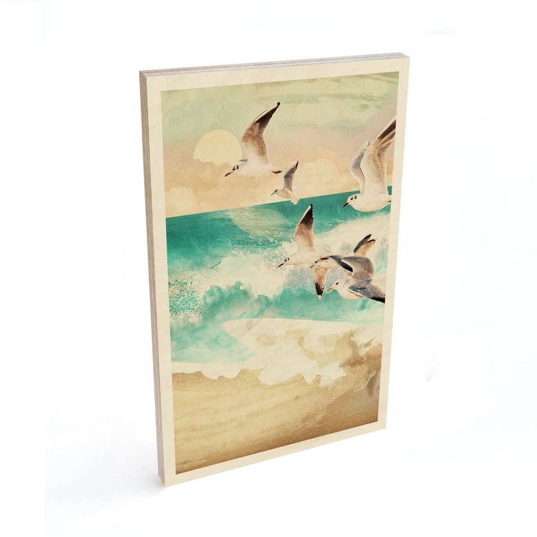 Tableau sur bois Mouettes sur la plage - SpaceFrog Designs 