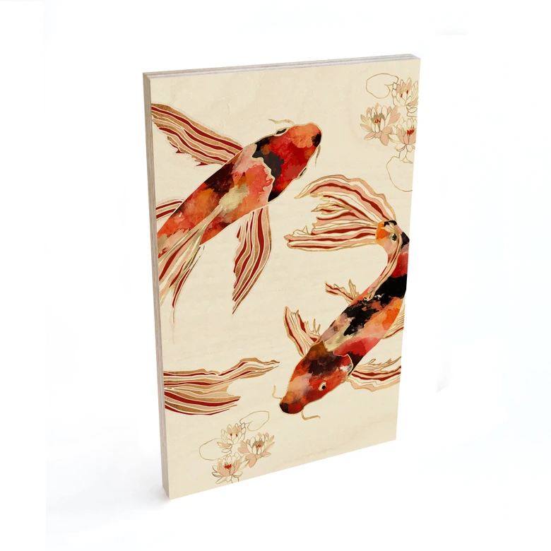 Houten Poster - Twee koi in een vijver - SpaceFrog Designs 