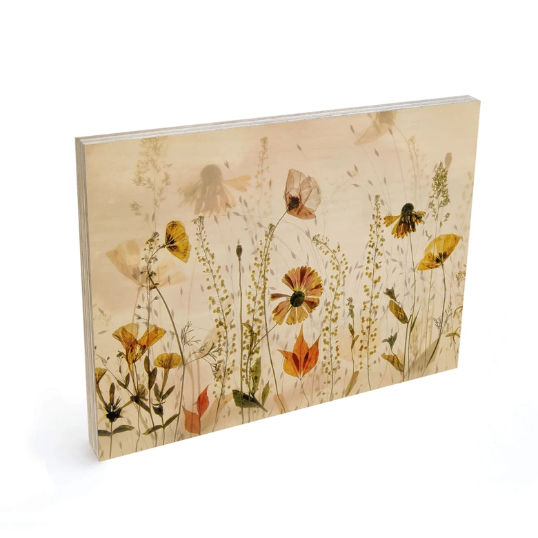 Tableau bois Fleurs sauvages des champs au soleil - Talen 