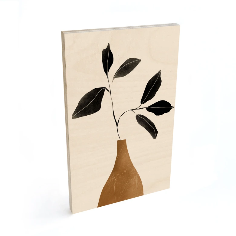 Holzbild Zweig in goldener Vase - ThingDesign 