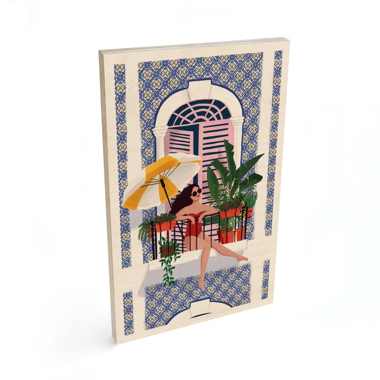 Cuadro de madera de vacaciones en el balcón - Tomljanovic 