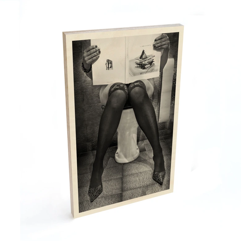 Tableau sur bois Femme érotique dans la salle de bain - Toniolo 