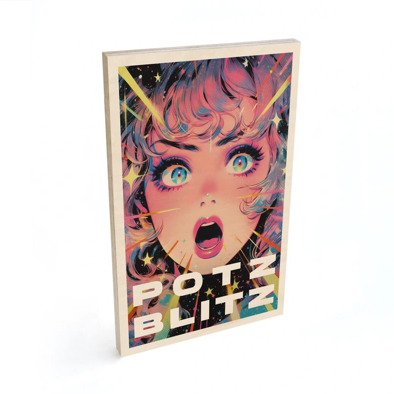 Holzbild Potzblitz im Anime-Stil - Treechild 