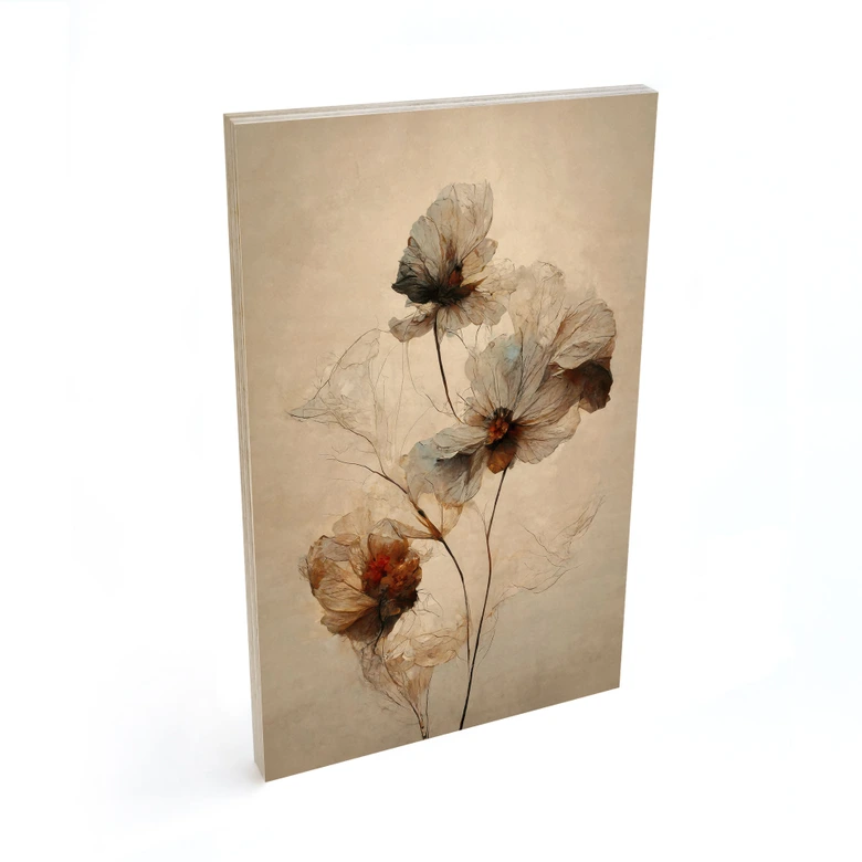 Tableau sur bois Fleurs séchées - L'élégance de l'éphémère - Treechild 