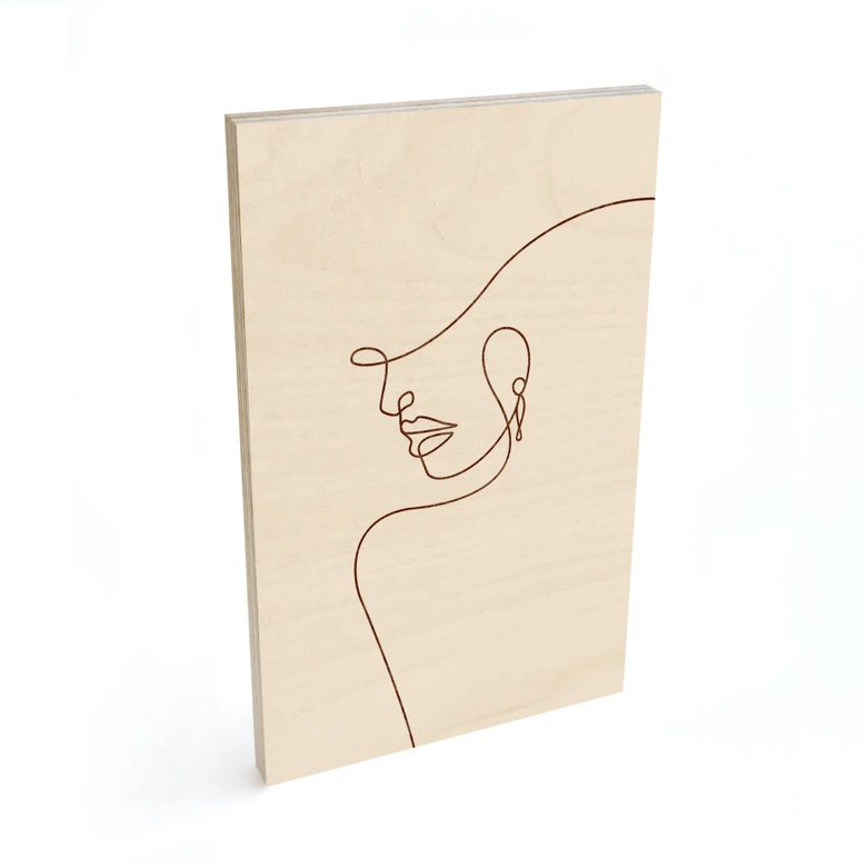 Holzbild Zarte Konturen einer Frau - Line Art - Tunaboylu 