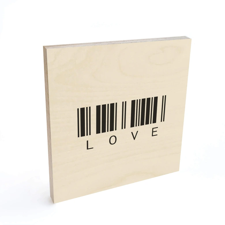 Tableau sur bois Code barre Love - Carré 