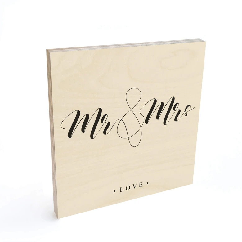 Holzbild Mr and Mrs - Quadratisch 