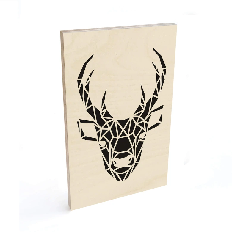 Origami hjorthuvud Trätavla 