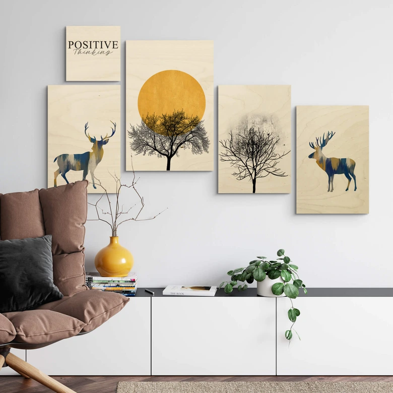 Holzbild Positive Thinking - Quadratisch 