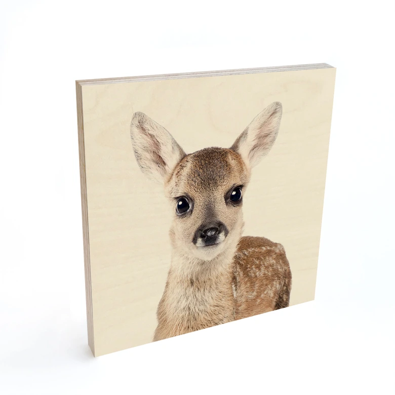 Holzbild Rehkitz - Quadratisch - Sisi & Seb 