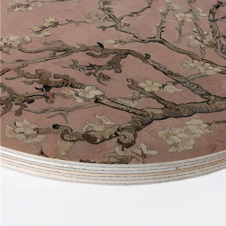 Holzbild van Gogh - Mandelblüte Rosé - Rund 