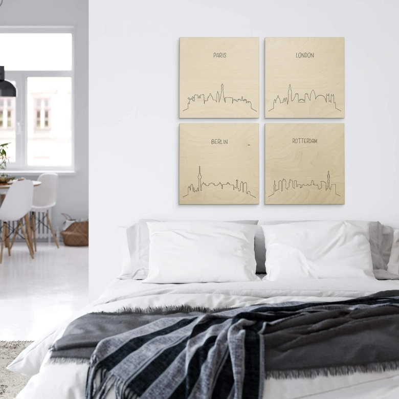 Plakat drewniany Skyline Paris Outline 
