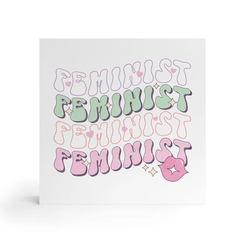 Houten Wanddecoratie - Feministische kussende mond Pop Art - 15x15 cm 