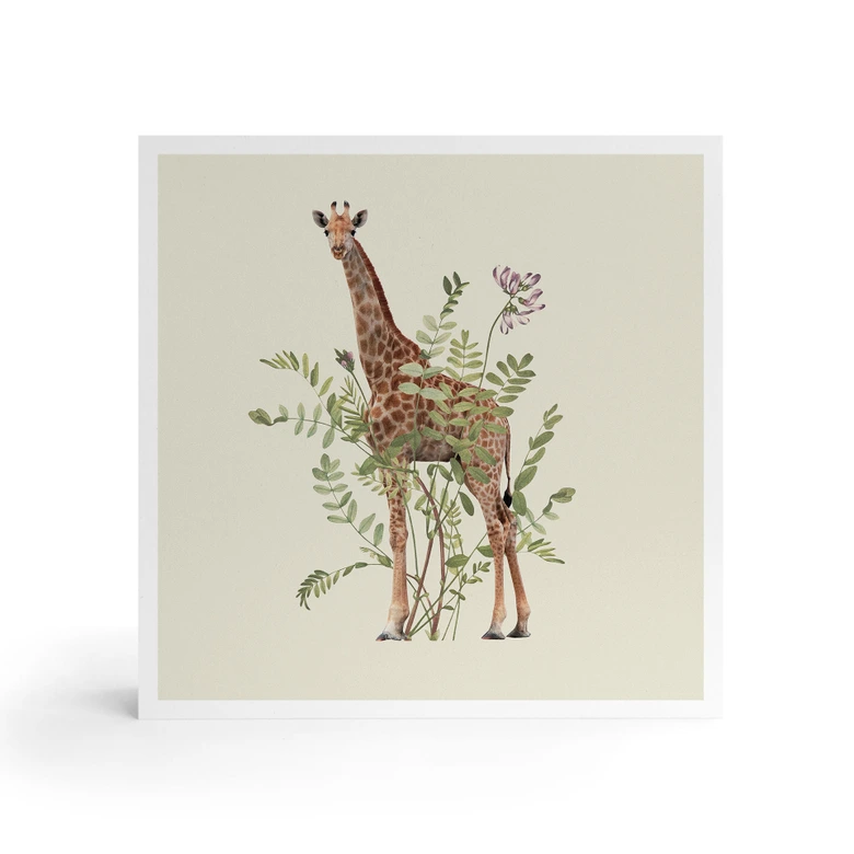 Holzbild zum Hinstellen - Florale Giraffe - Frida Floral Studio - 15x15 cm 