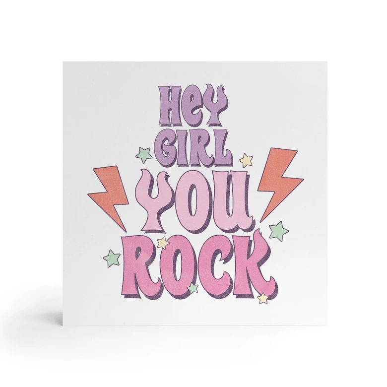 Holzbild zum Hinstellen - Hey girl you rock - 15x15 cm 