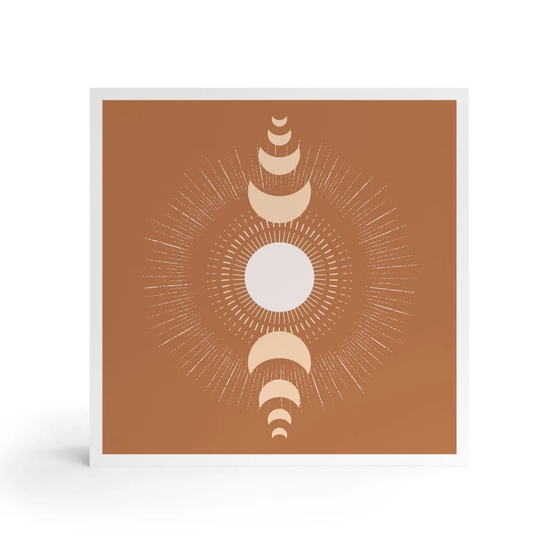 Holzbild zum Hinstellen - Mondzyklen: Sonne und Mond im Einklang - KsanaKalpa - 15x15 cm 