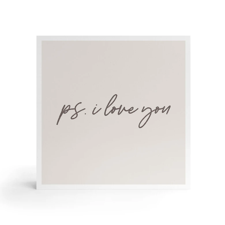 Tableau sur bois à poser - Ps. I love you - 15x15 cm 