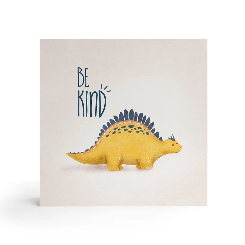 Holzbild zum Hinstellen - Dino Be Kind - Stegosaurus - Tunaboylu - 15x15 cm 