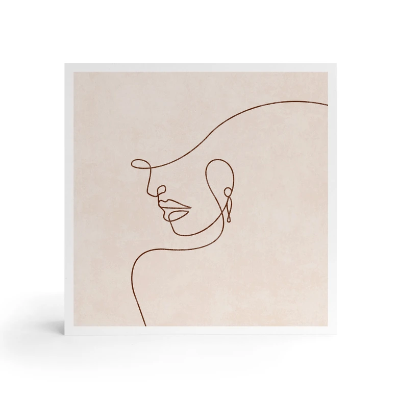 Houten Wanddecoratie - Fijne contouren van een vrouw - Lijnkunst - Tunaboylu - 15x15 cm 