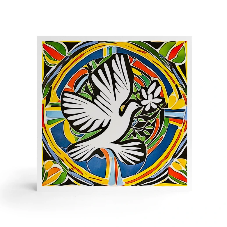 Blocco di decorazione in legno Colomba colorata della pace - Ispirata a Matisse - Zamart 